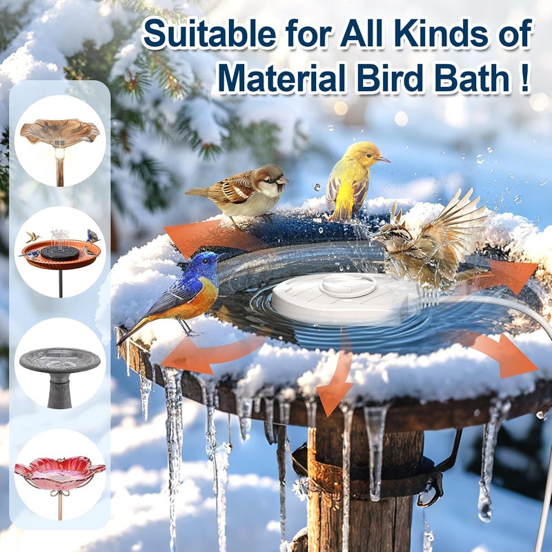We-buys Bird Bath Heater for Outdoors in Winter, 100W Birdbath Water Heater Submersible for Winter Full-Covered Aluminum, Heated Bird Bath Deicer Thermostatic Control for Yard Patio Small Pond(White) - Image 5
